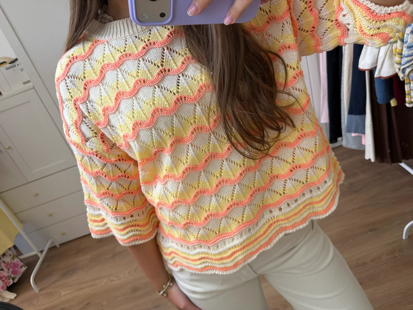 Häkelpullover "Wave" Orange