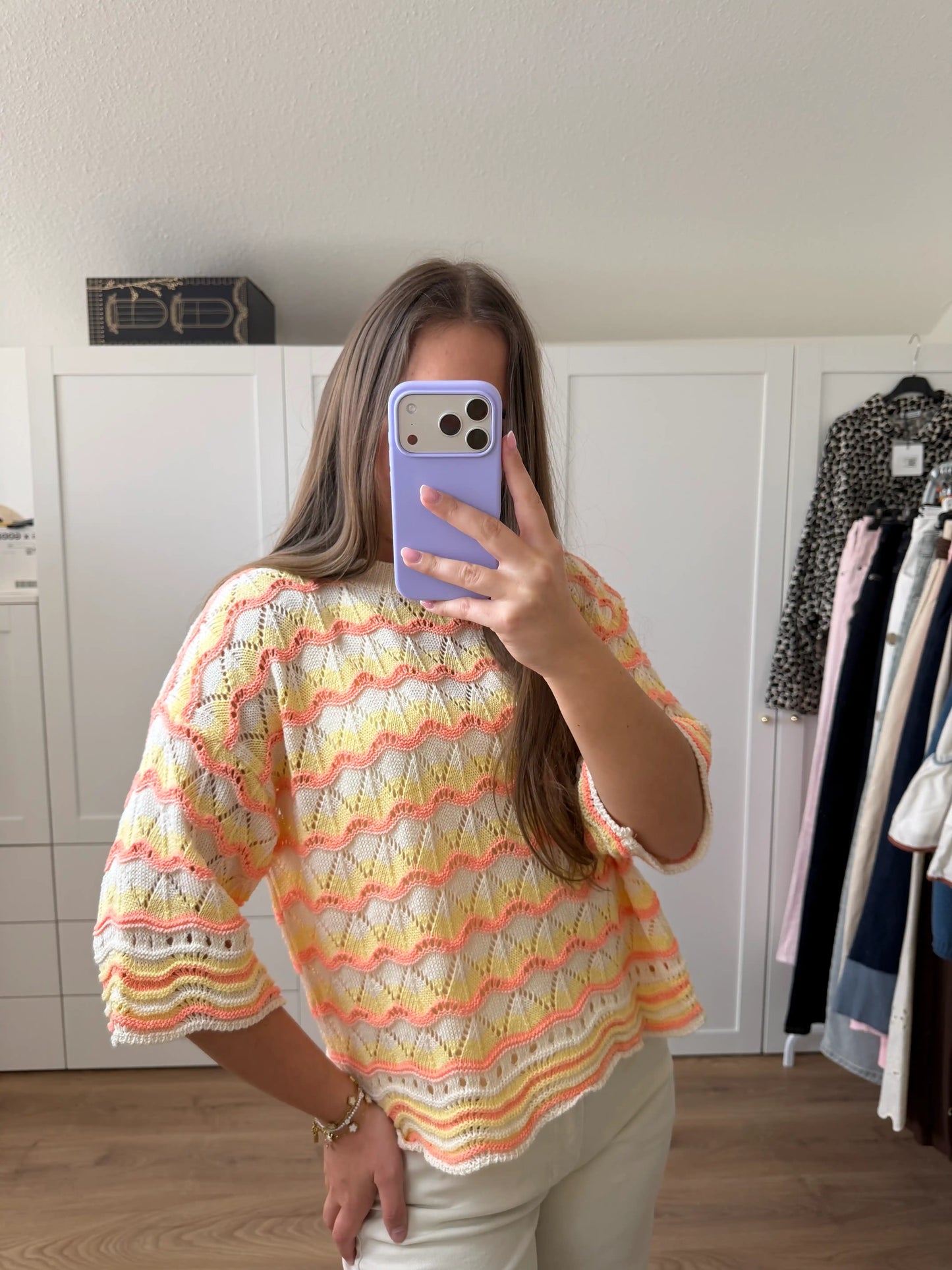 Häkelpullover "Wave" Orange