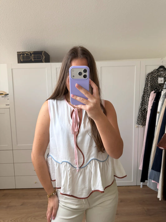 Top "Front Tie" Weiß