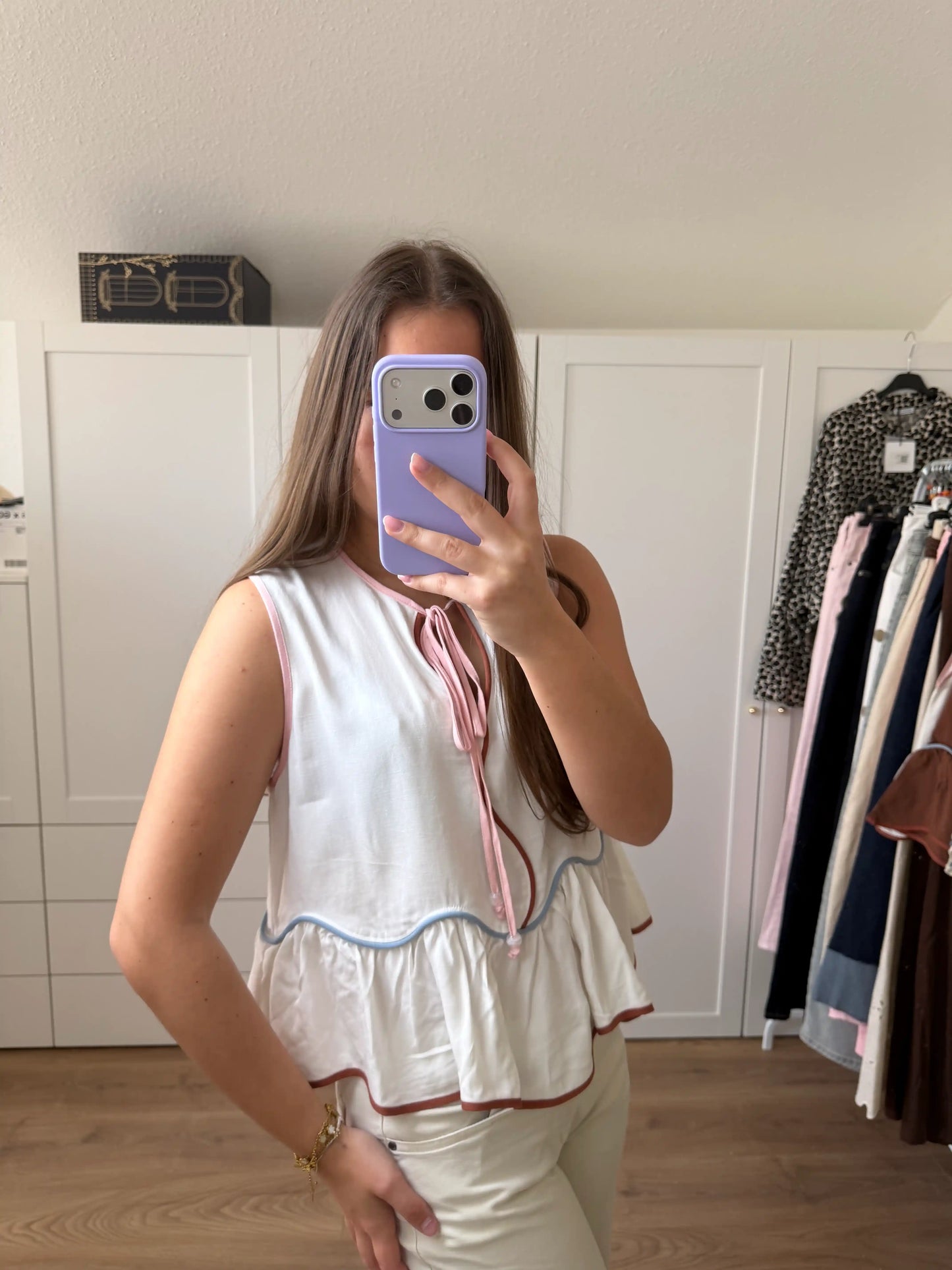 Top "Front Tie" Weiß