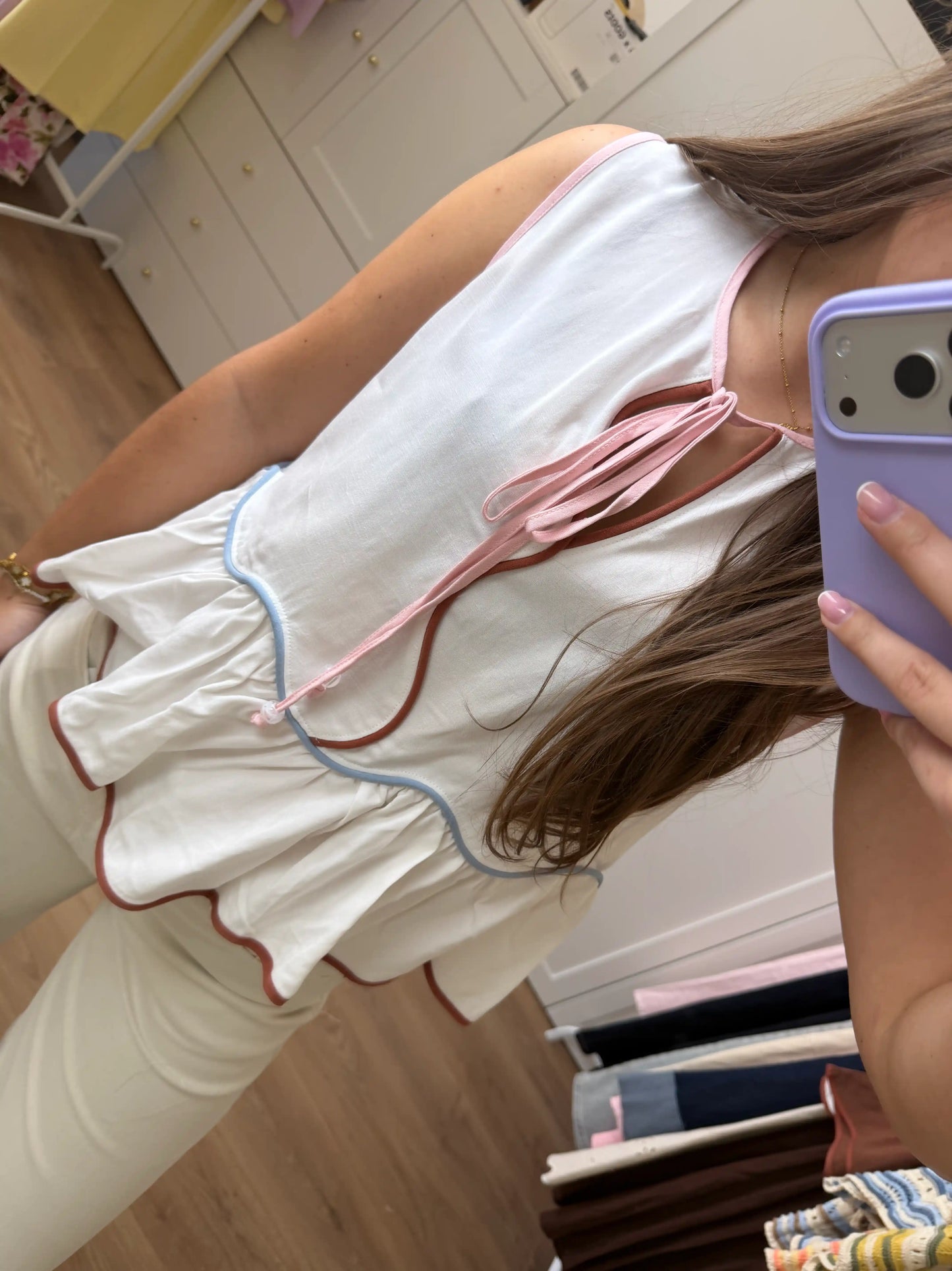 Top "Front Tie" Weiß