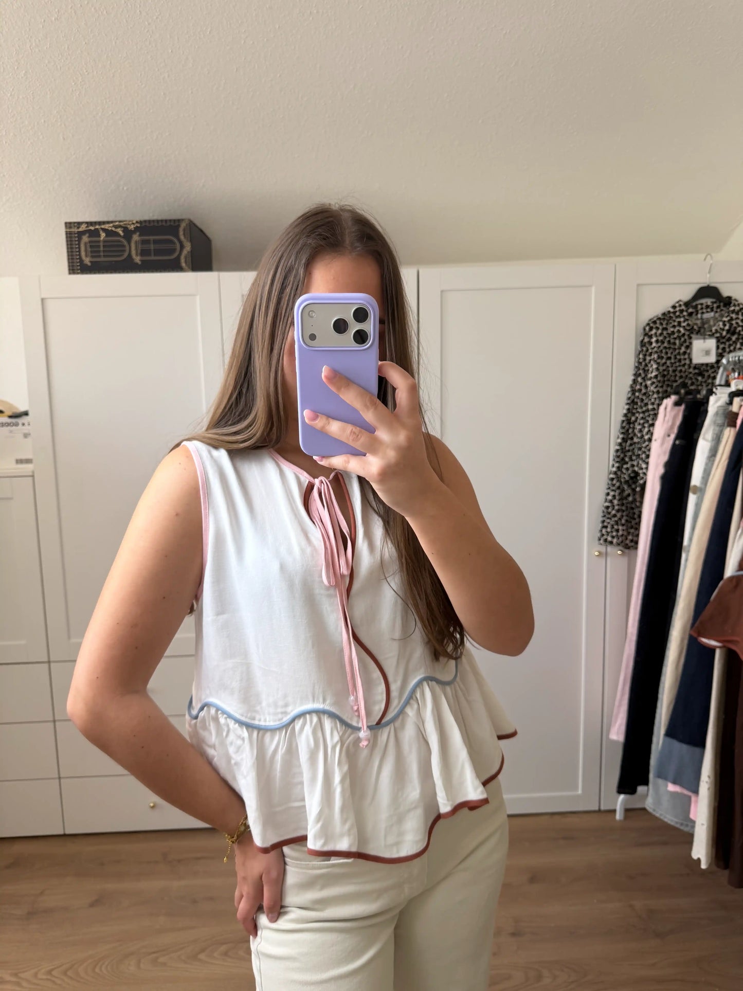 Top "Front Tie" Weiß