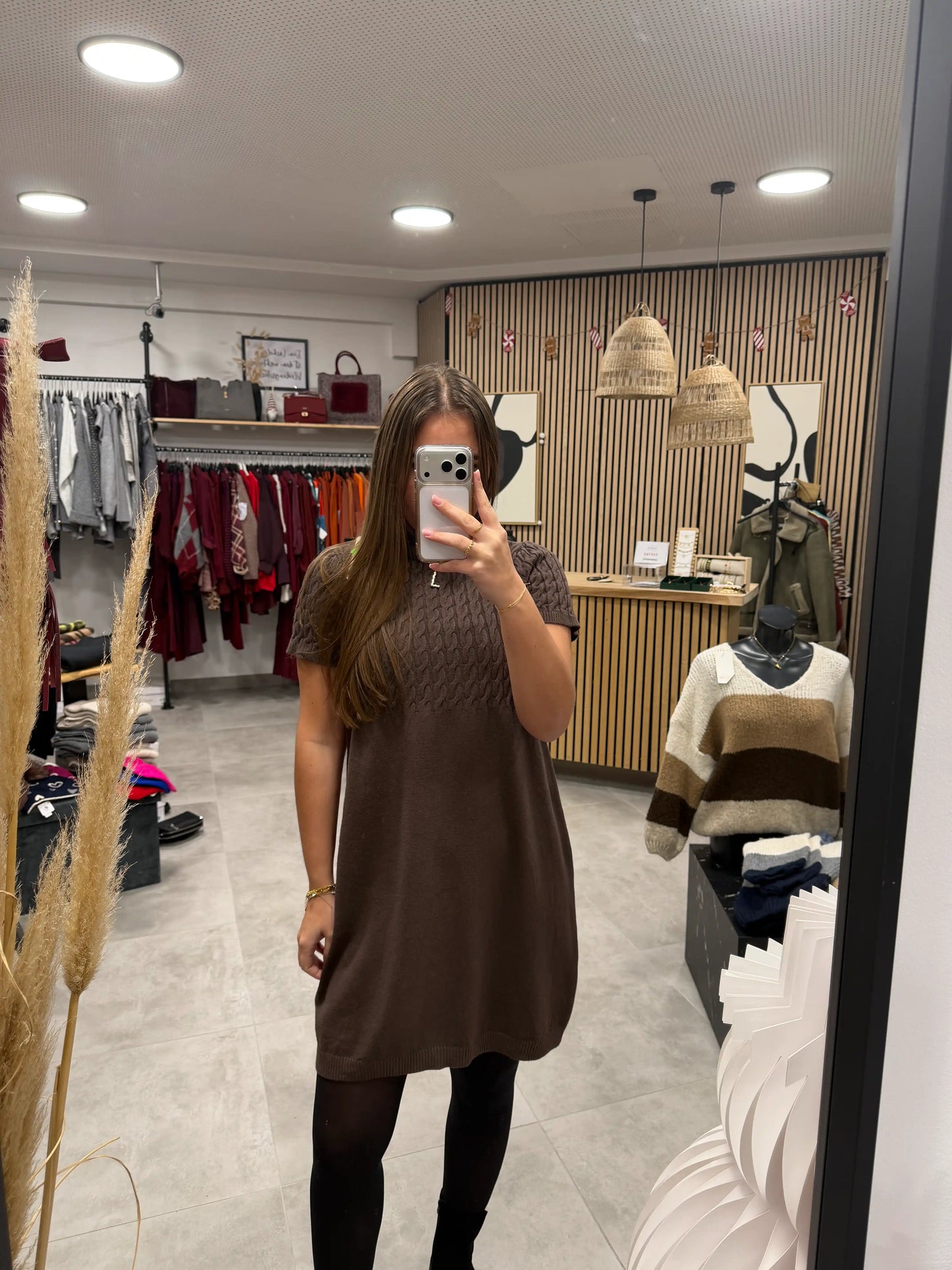 Rollkragenkleid "Zopf" Schokobraun