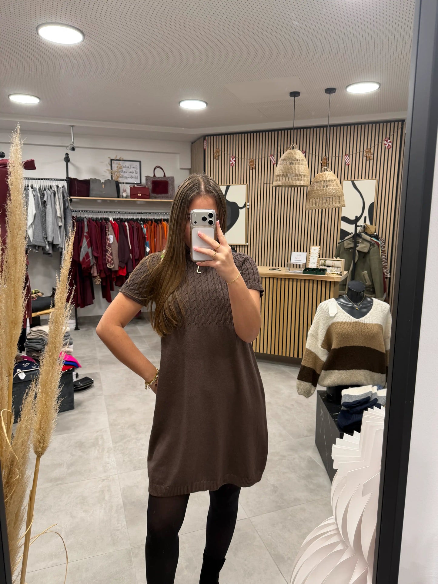 Rollkragenkleid "Zopf" Schokobraun