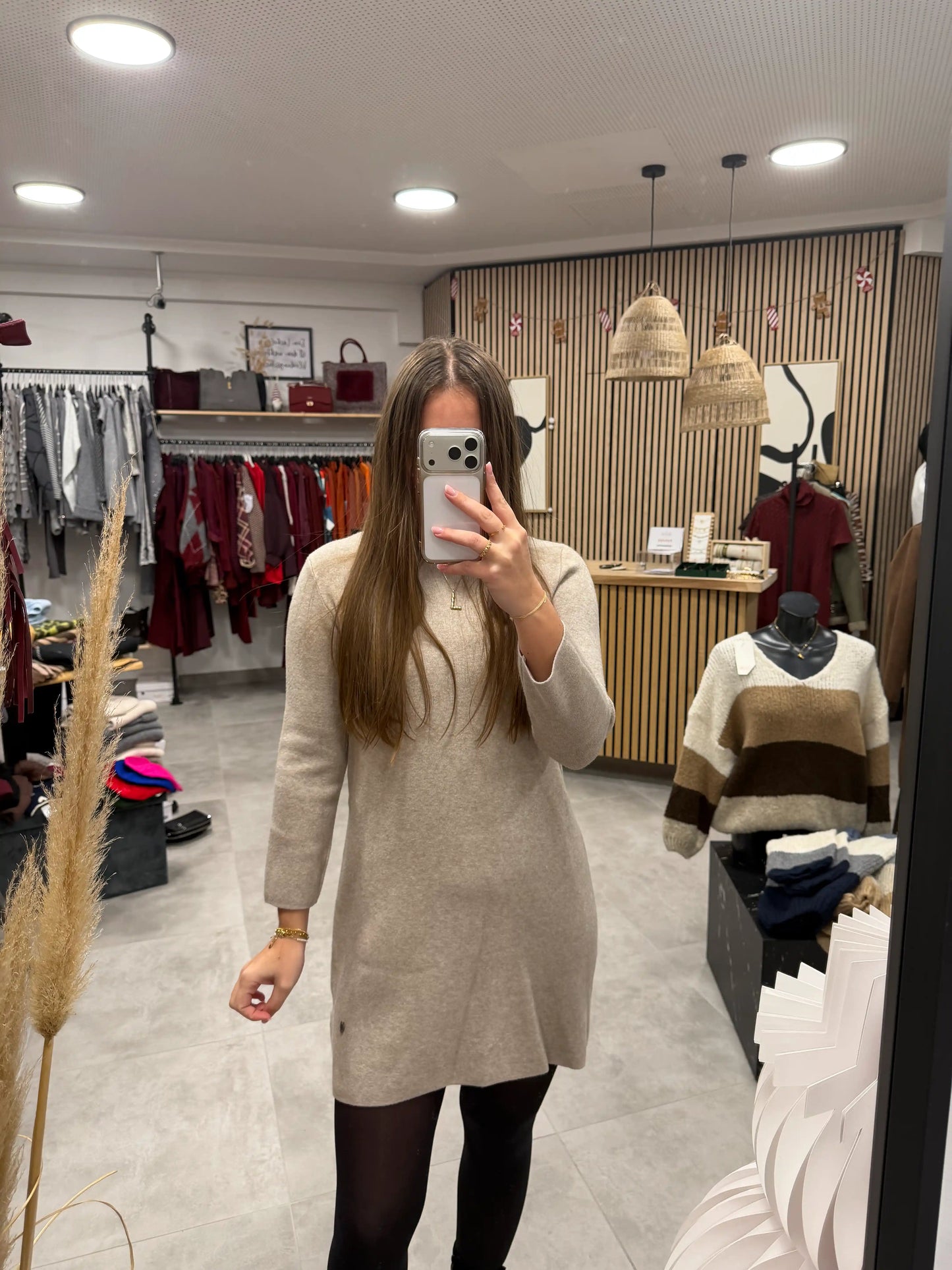 Strickkleid "Uni" Beige