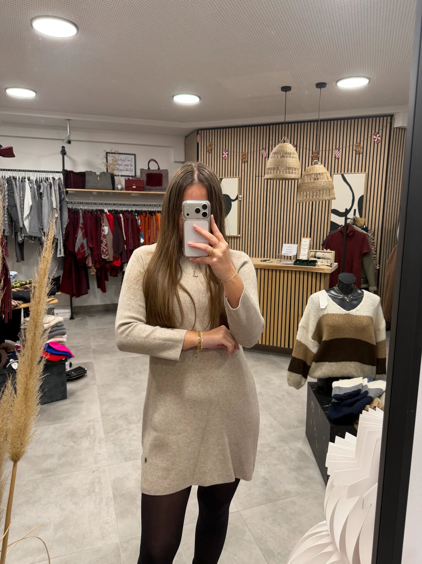 Strickkleid "Uni" Beige