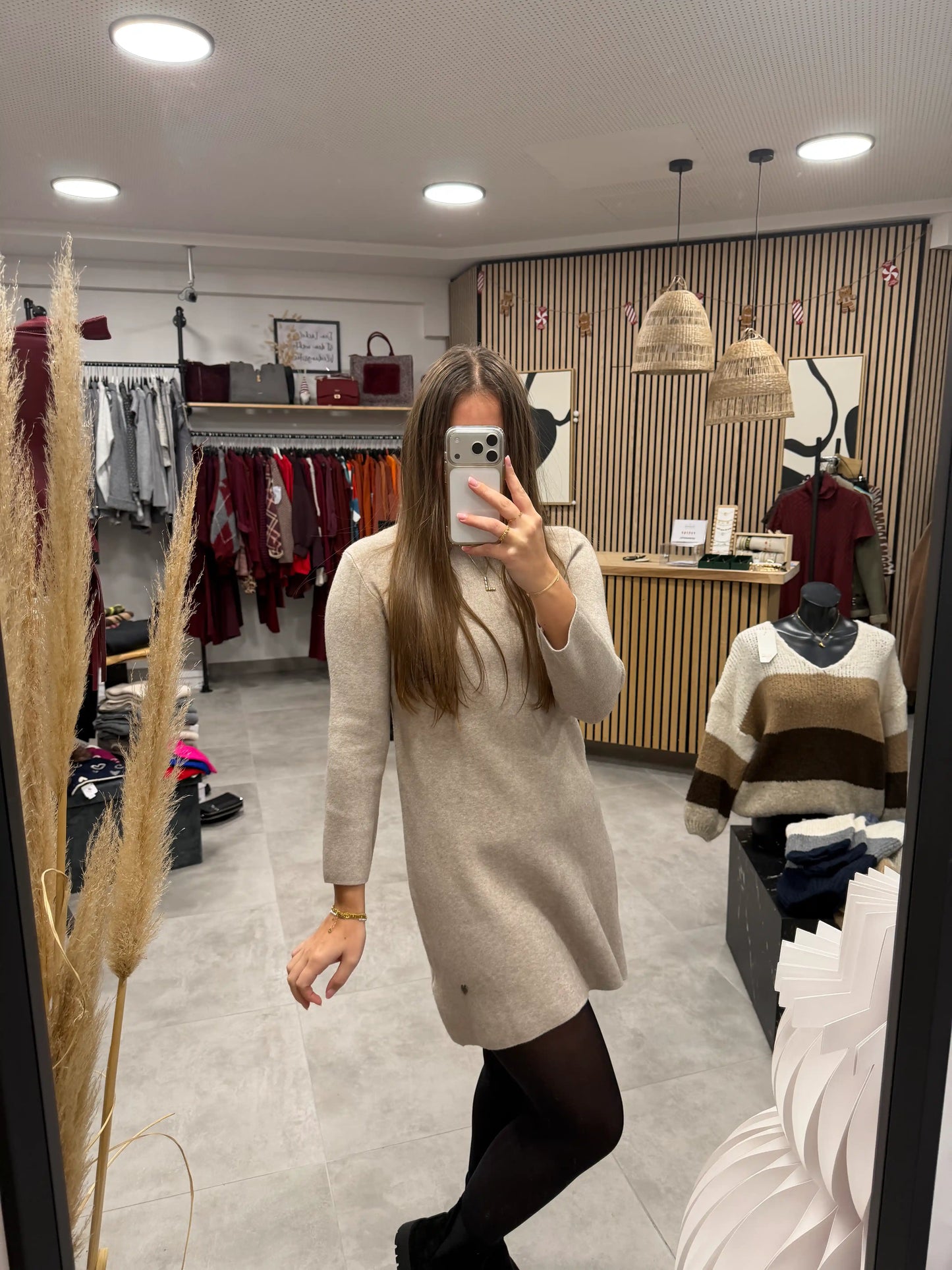 Strickkleid "Uni" Beige