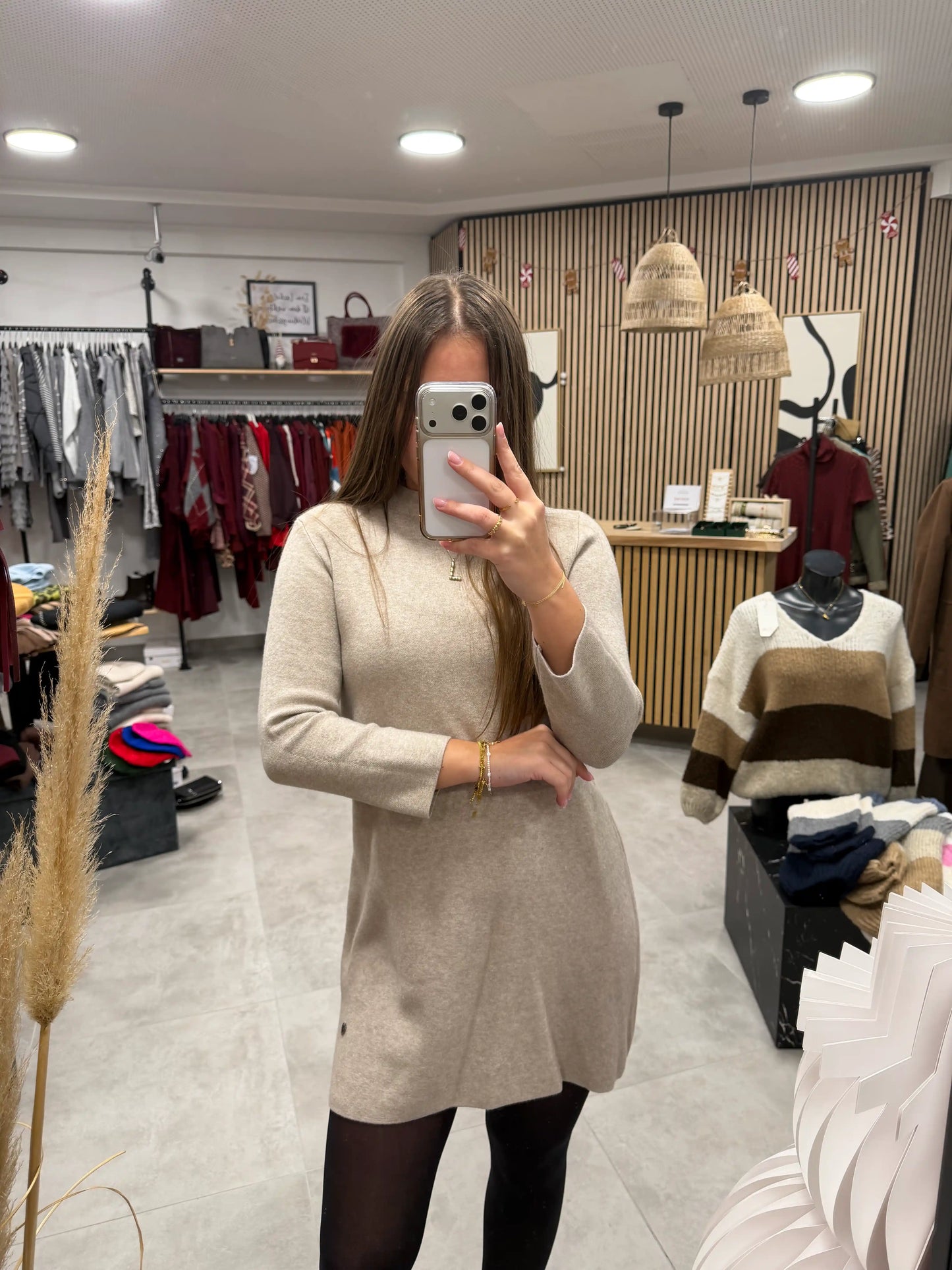 Strickkleid "Uni" Beige