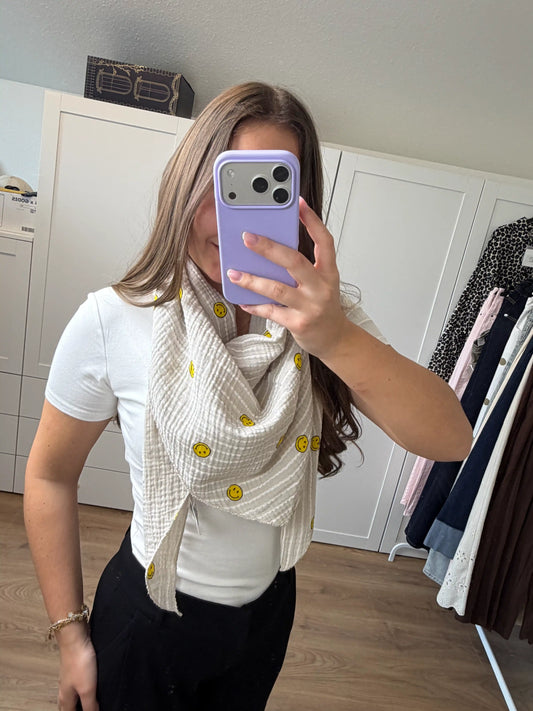 Musselinschal "Smiley" Beige
