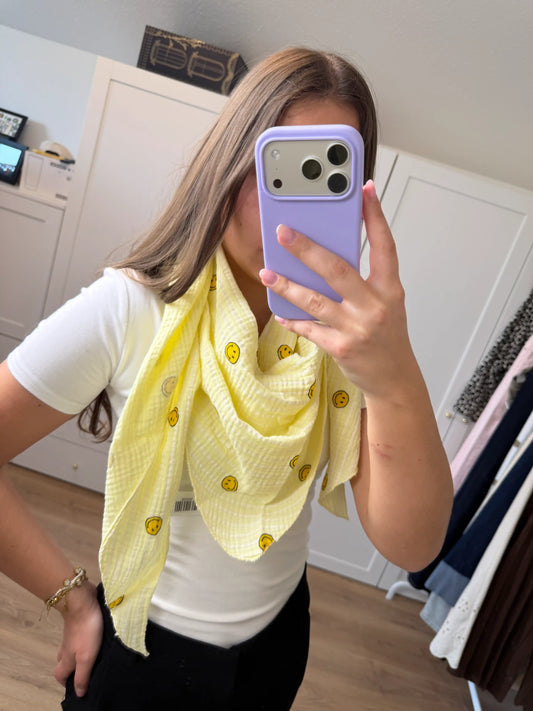 Musselinschal "Smiley" Gelb