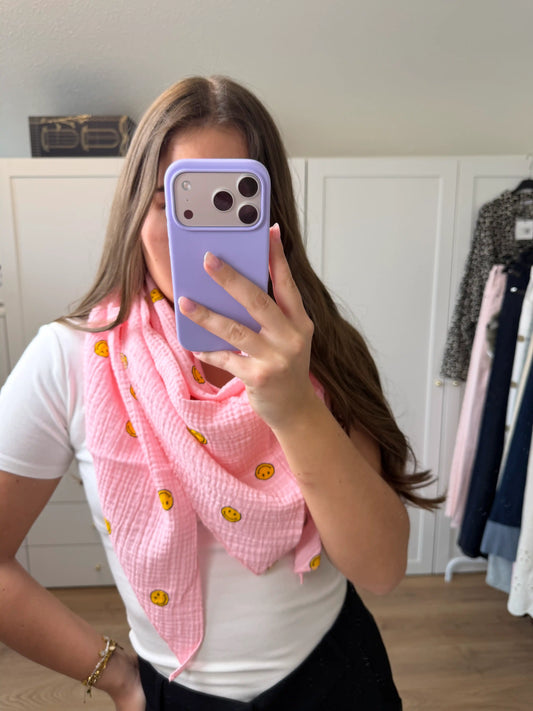 Musselinschal "Smiley" Rosa