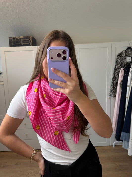 Musselinschal "Smiley" Pink
