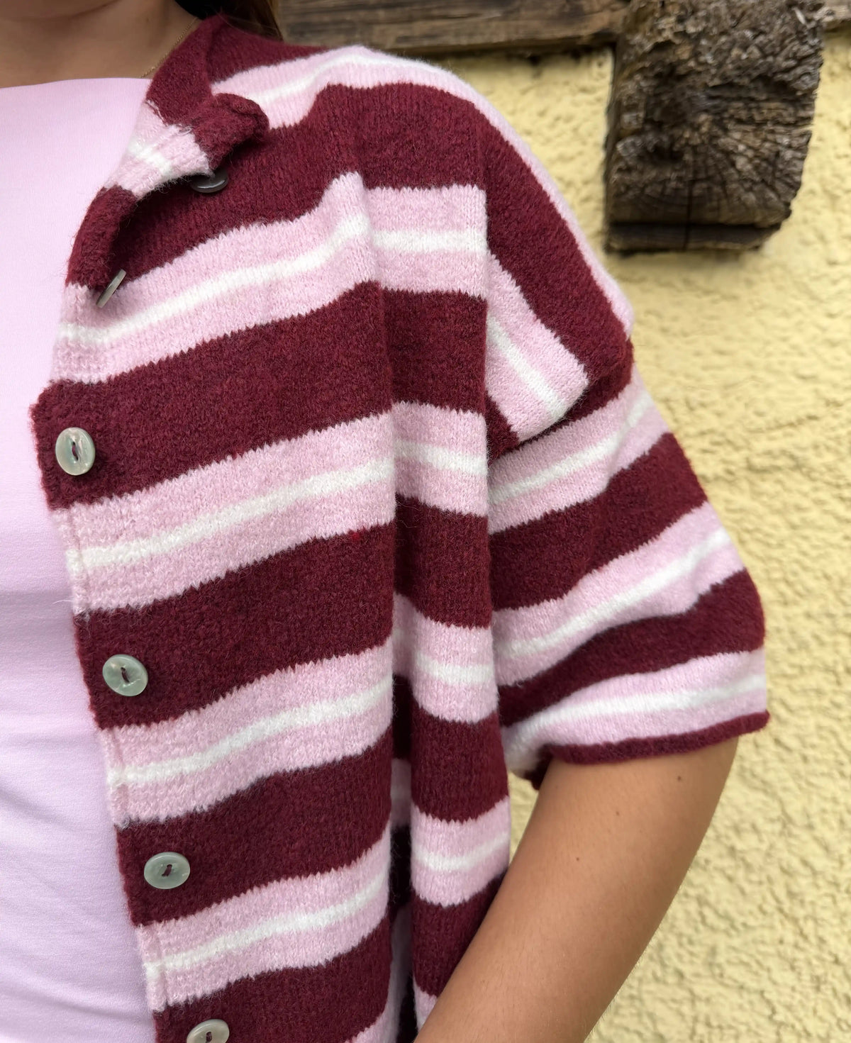 Cardigan "Happystripes" Weinrot