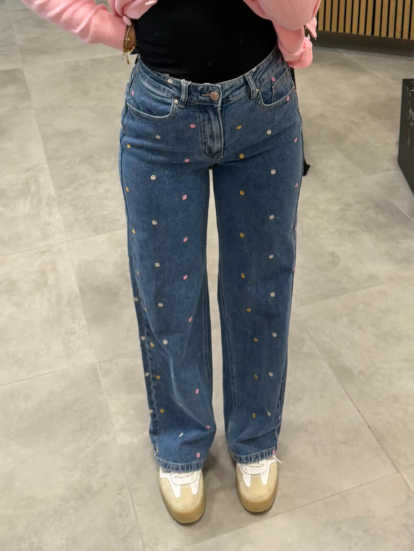 Straight Leg Jeans "Flower"
