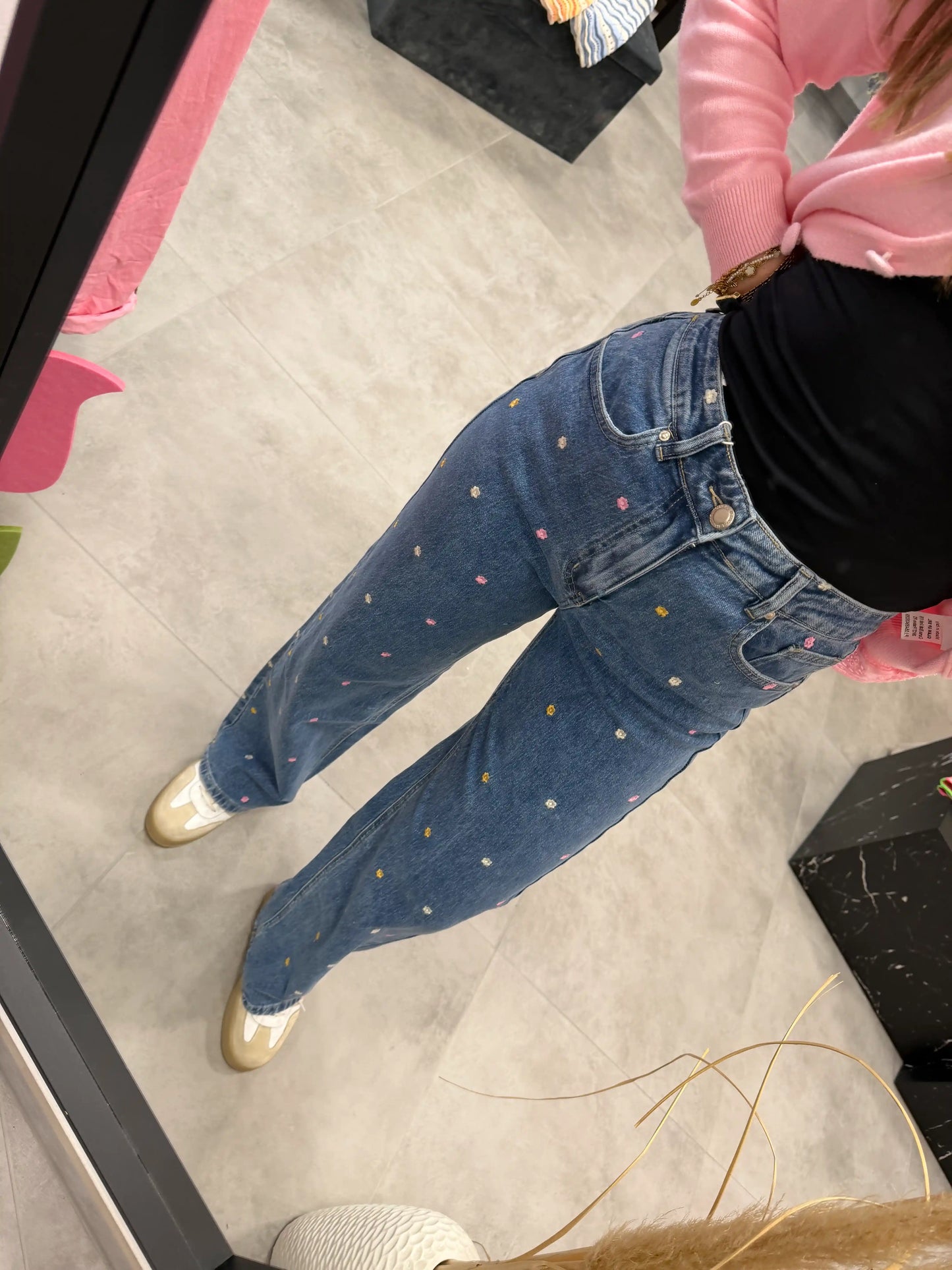 Straight Leg Jeans "Flower"