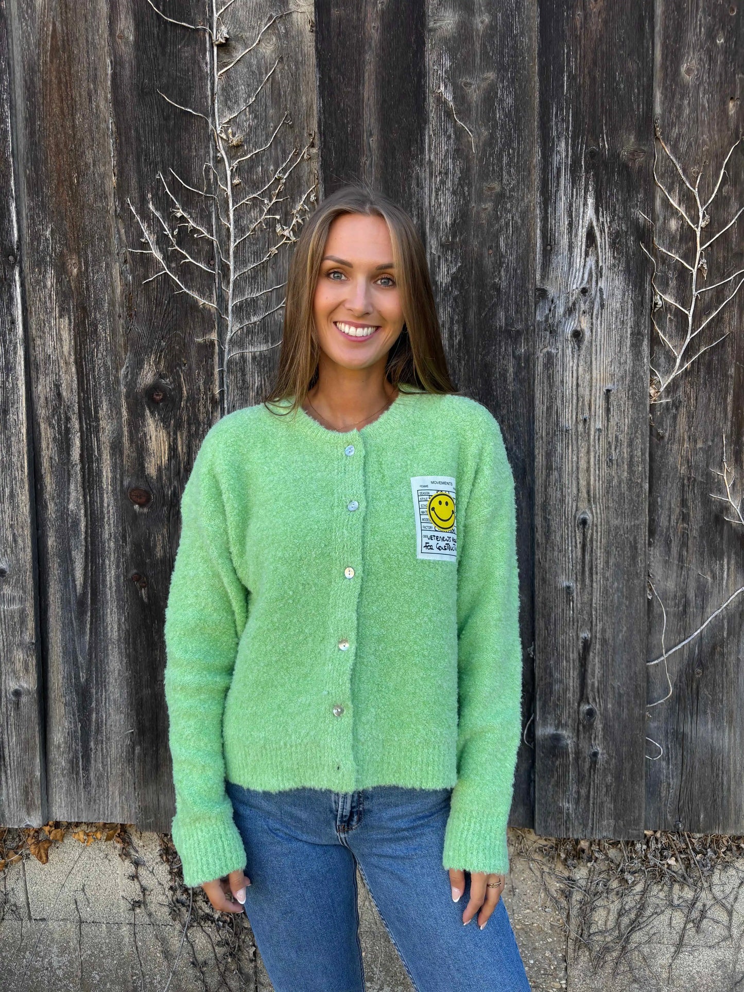Cardigan "Smiley" Grün