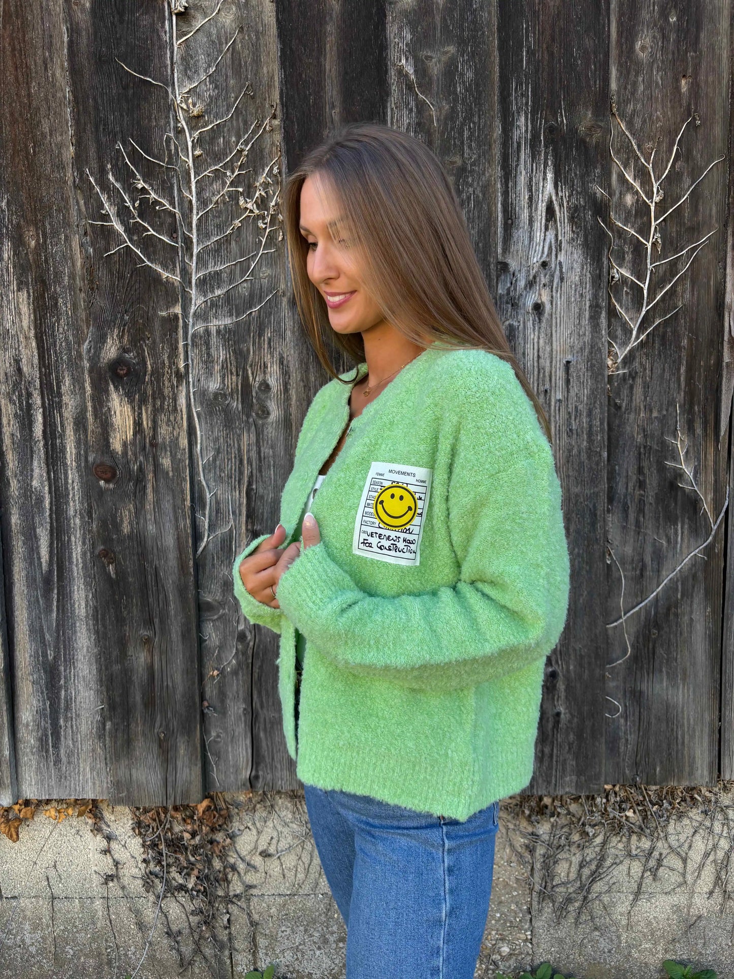 Cardigan "Smiley" Grün