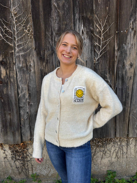 Cardigan "Smiley" Beige