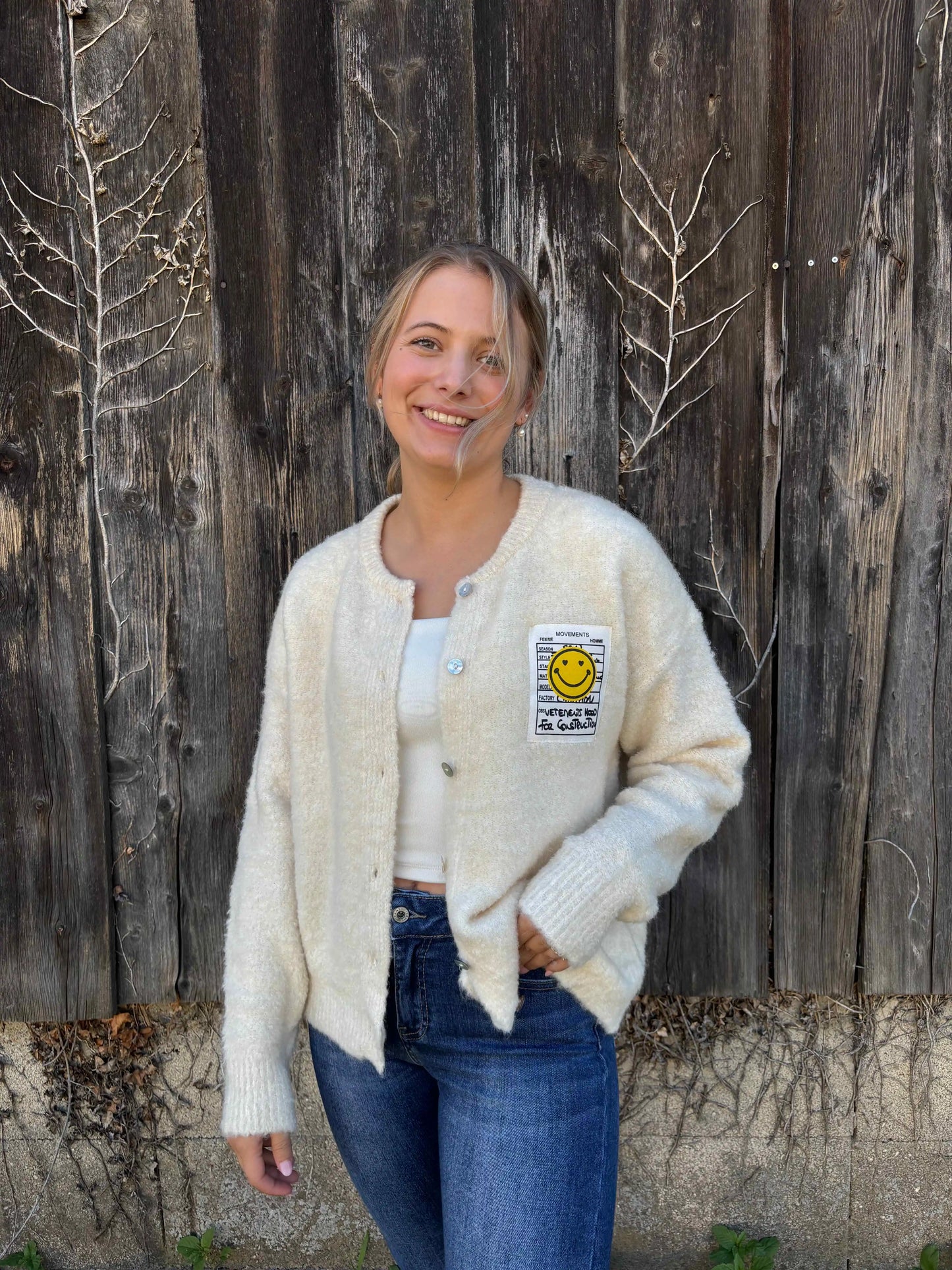 Cardigan "Smiley" Beige