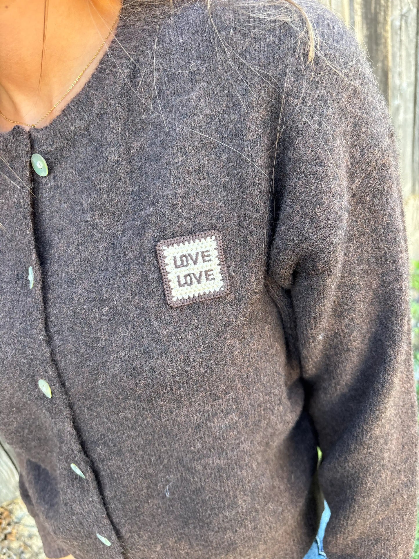 Cardigan "LOVELOVE" Dunkelbraun