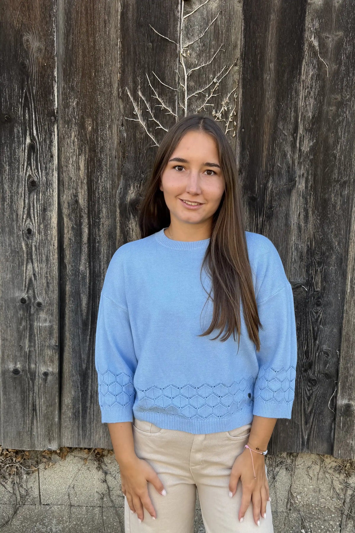 Pullover "Diamond Knit" Hellblau