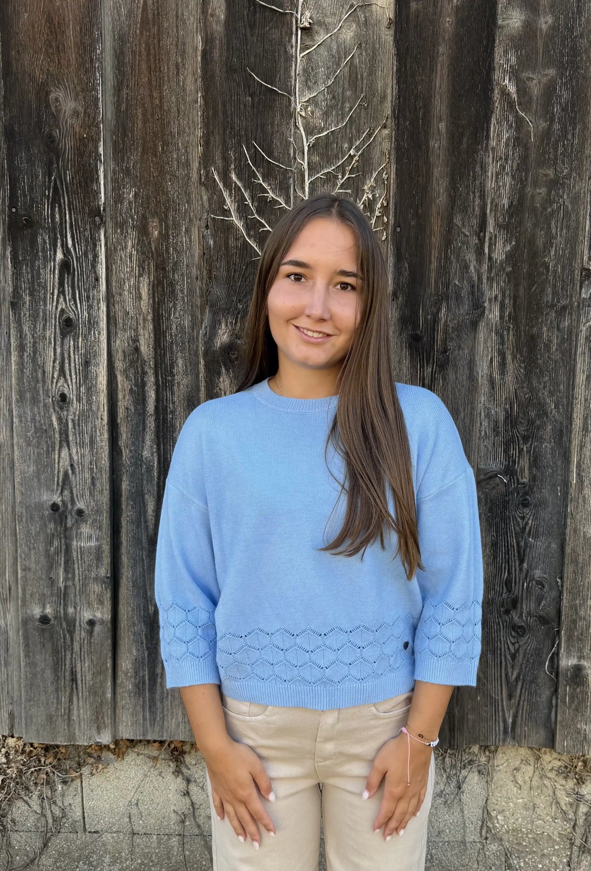 Pullover "Diamond Knit" Hellblau