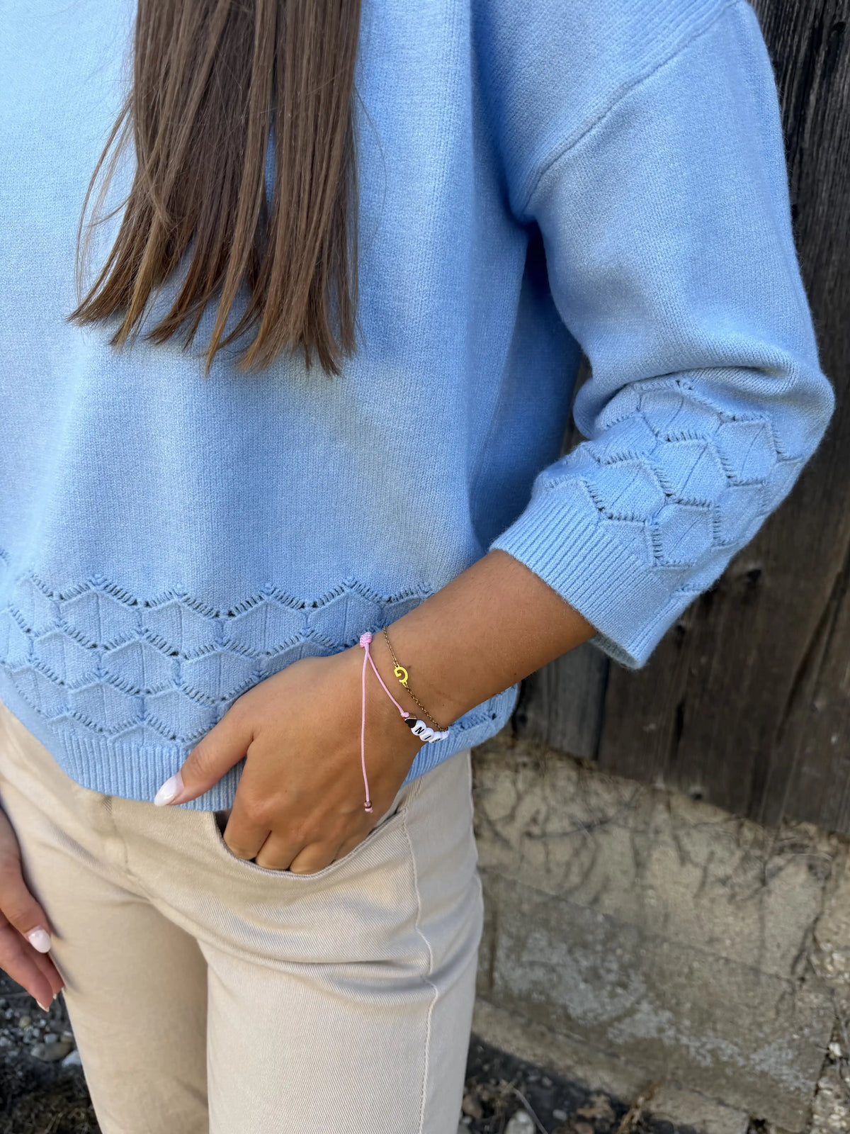 Pullover "Diamond Knit" Hellblau