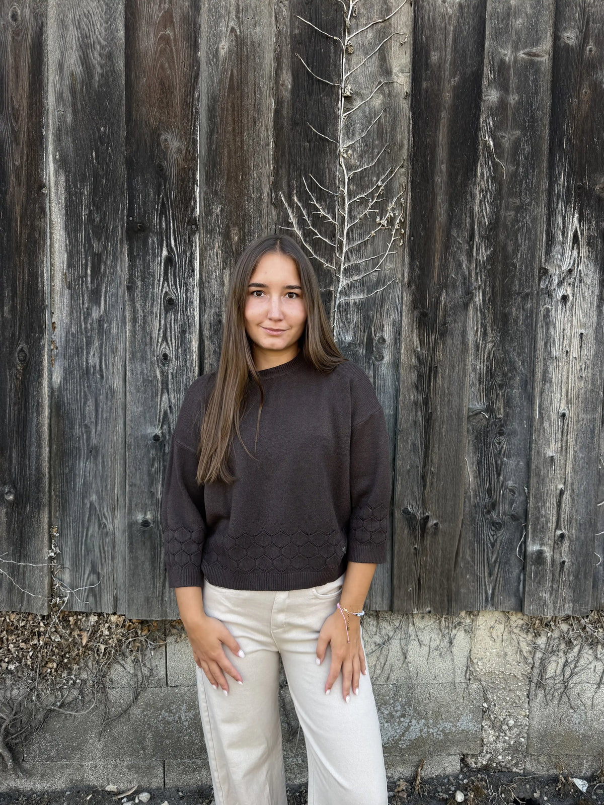 Pullover "Diamond Knit" Schokobraun