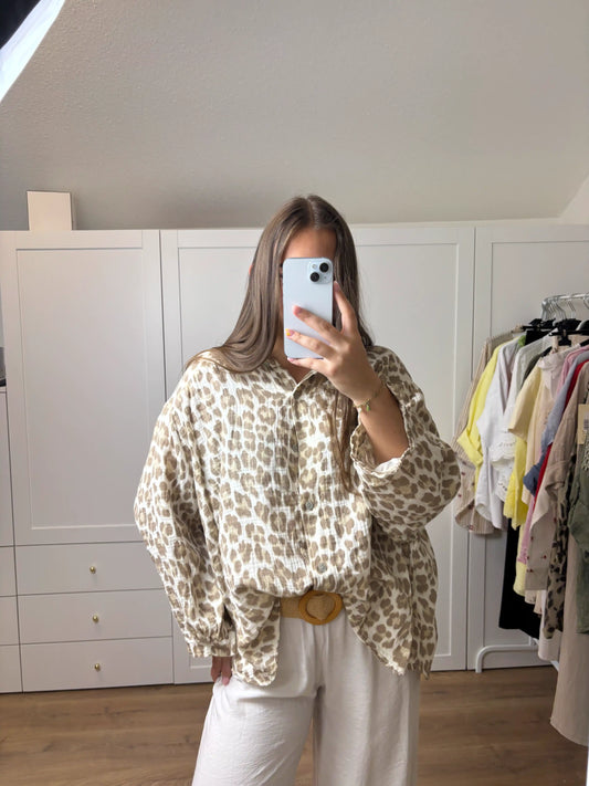 Musselinbluse Leomuster II