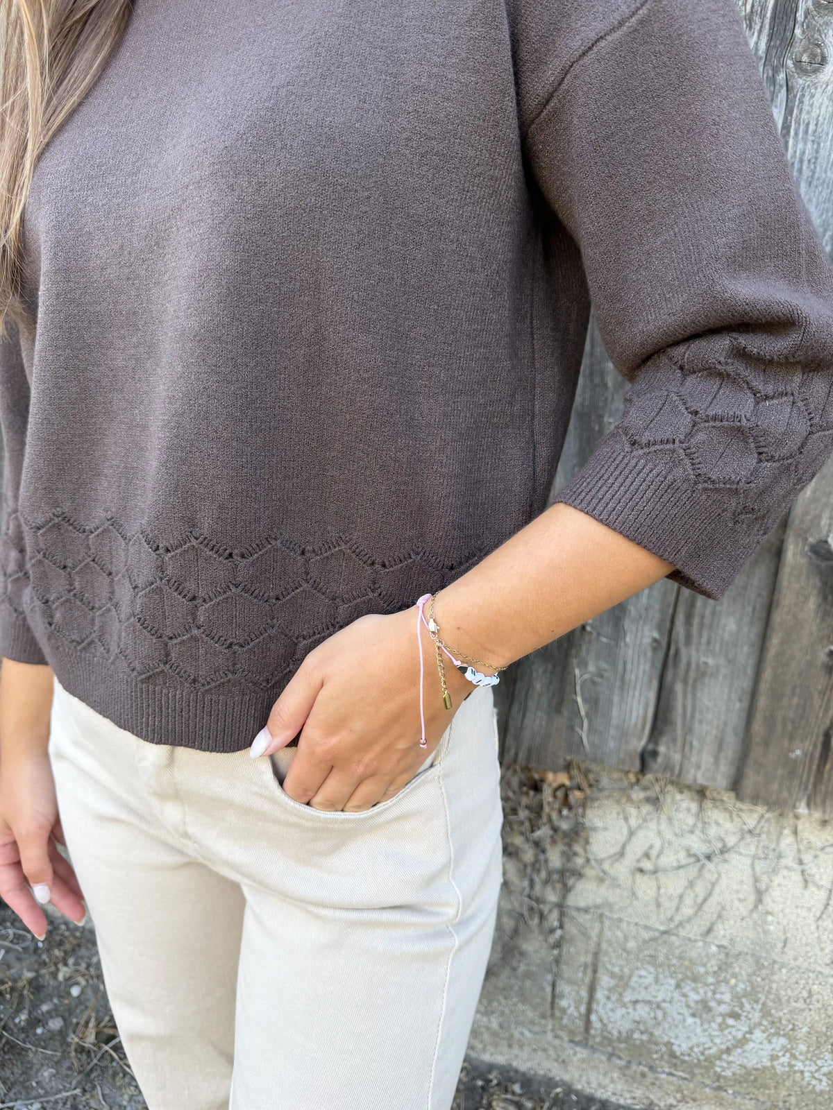 Pullover "Diamond Knit" Schokobraun