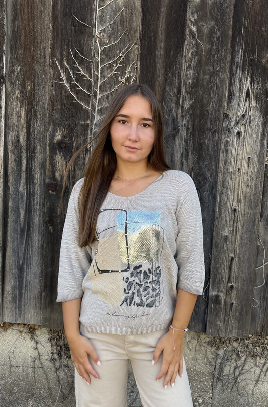 Pullover"Art Mosaic" Greige