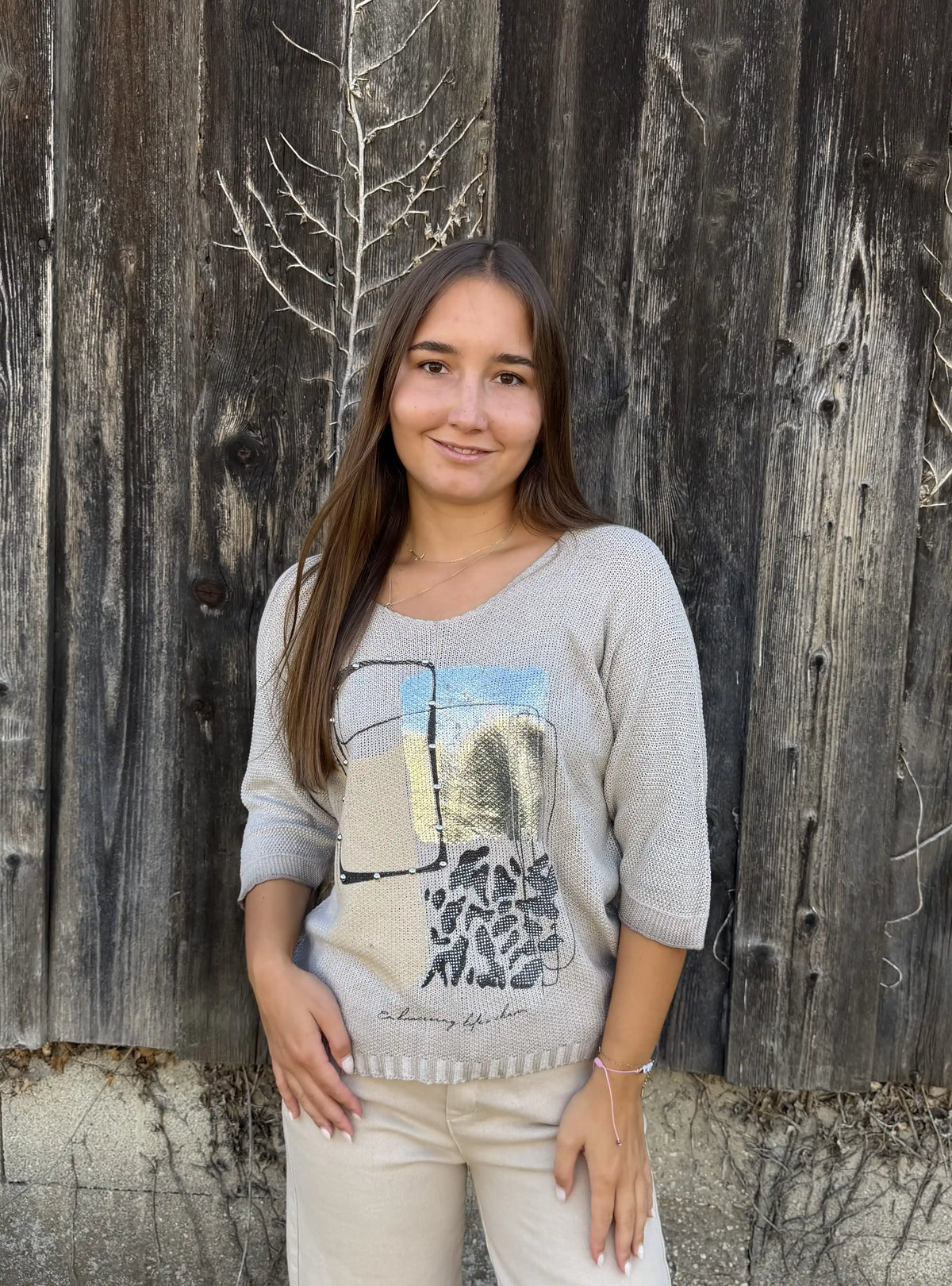 Pullover"Art Mosaic" Greige