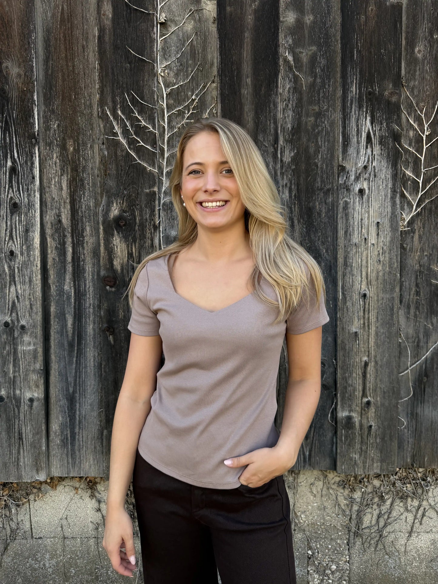 Basicshirt "Sweetline" Taupe