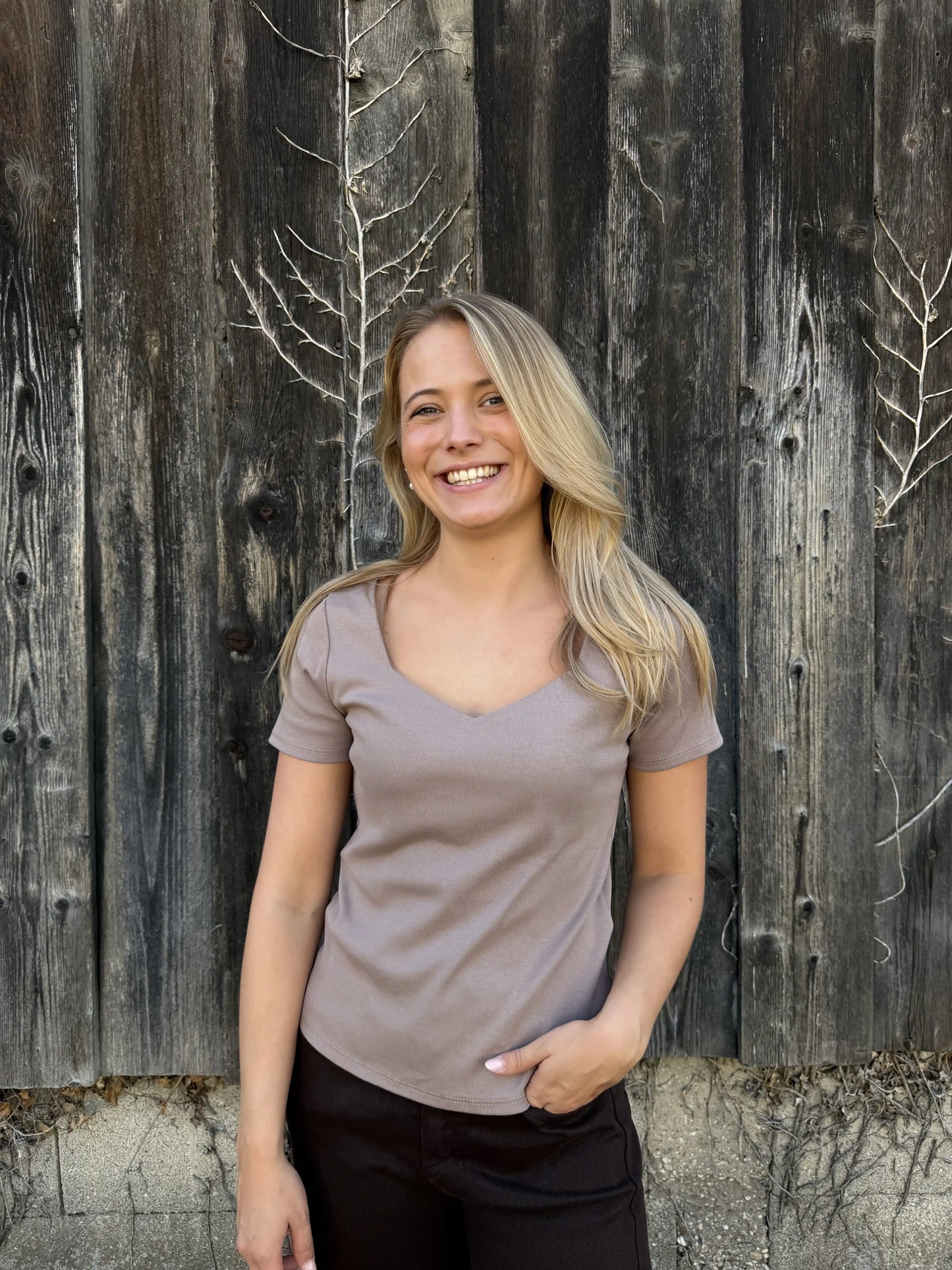 Basicshirt "Sweetline" Taupe