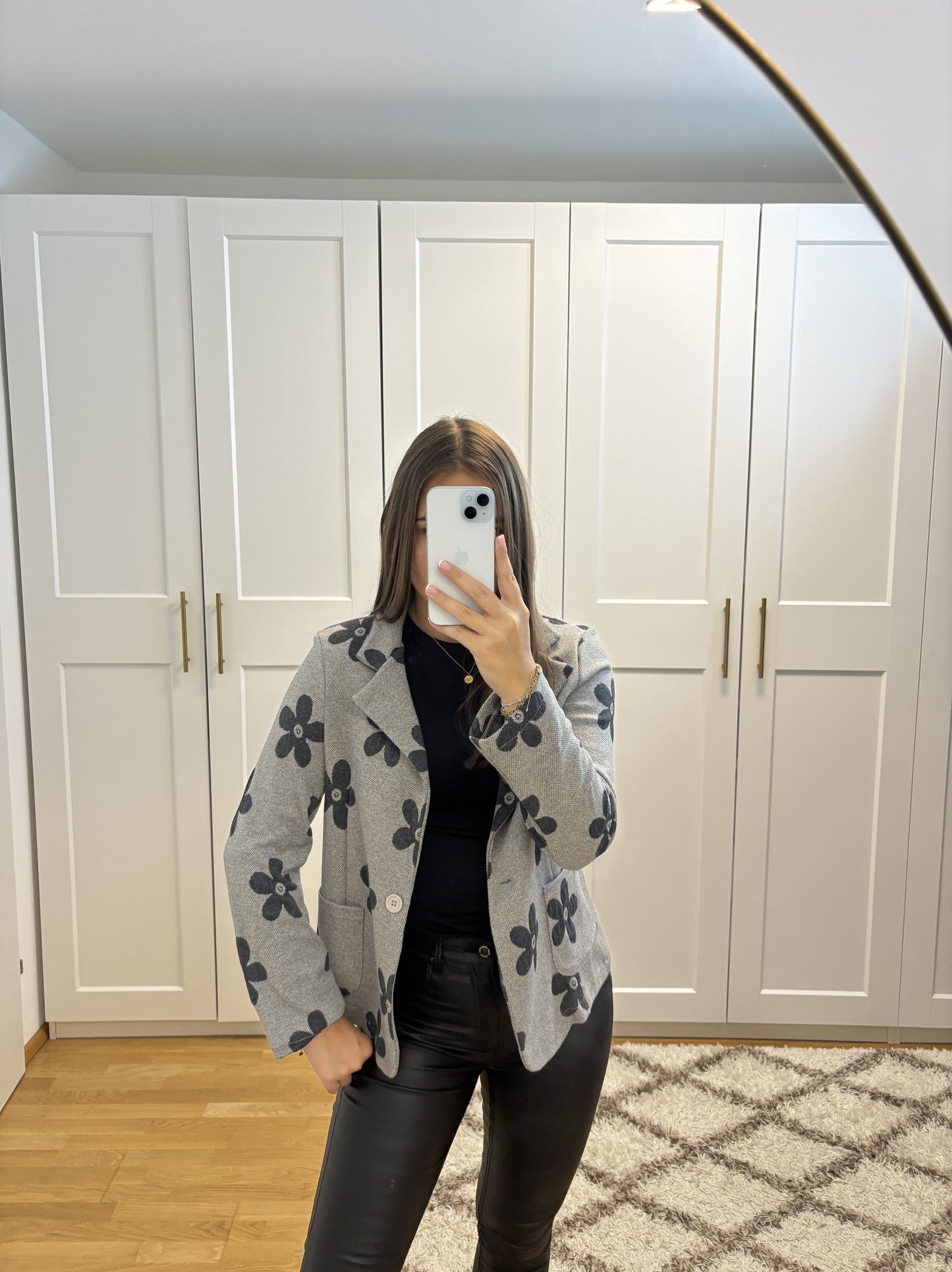 Blazer "Flower" Grau