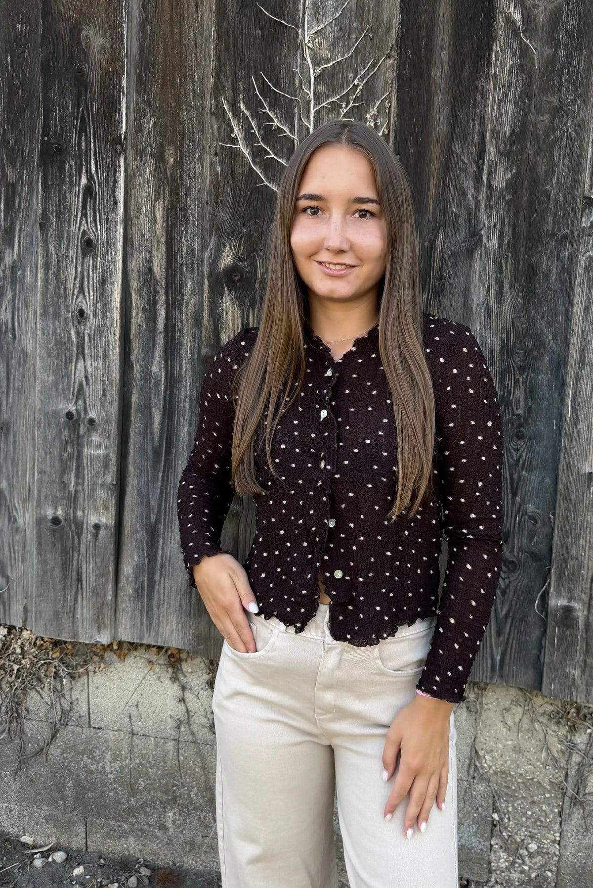 Shirt "Dotelle" Schokobraun