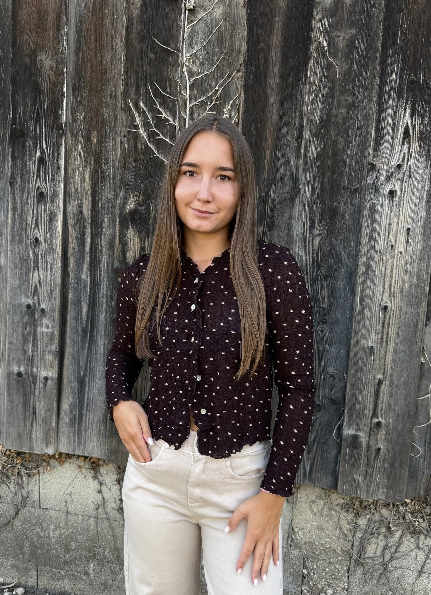 Shirt "Dotelle" Schokobraun