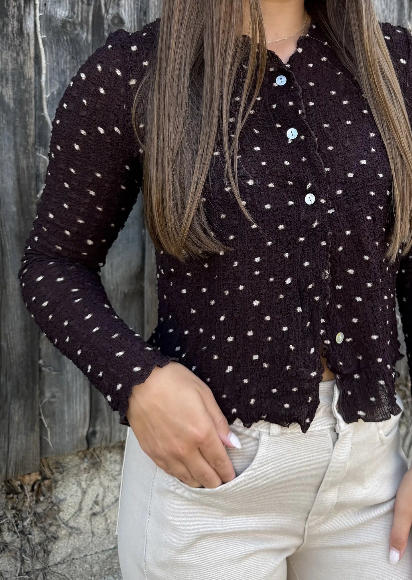 Shirt "Dotelle" Schokobraun