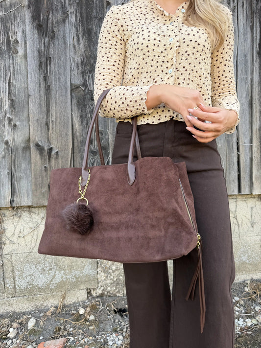 Tasche "Pom Bag" Schokobraun