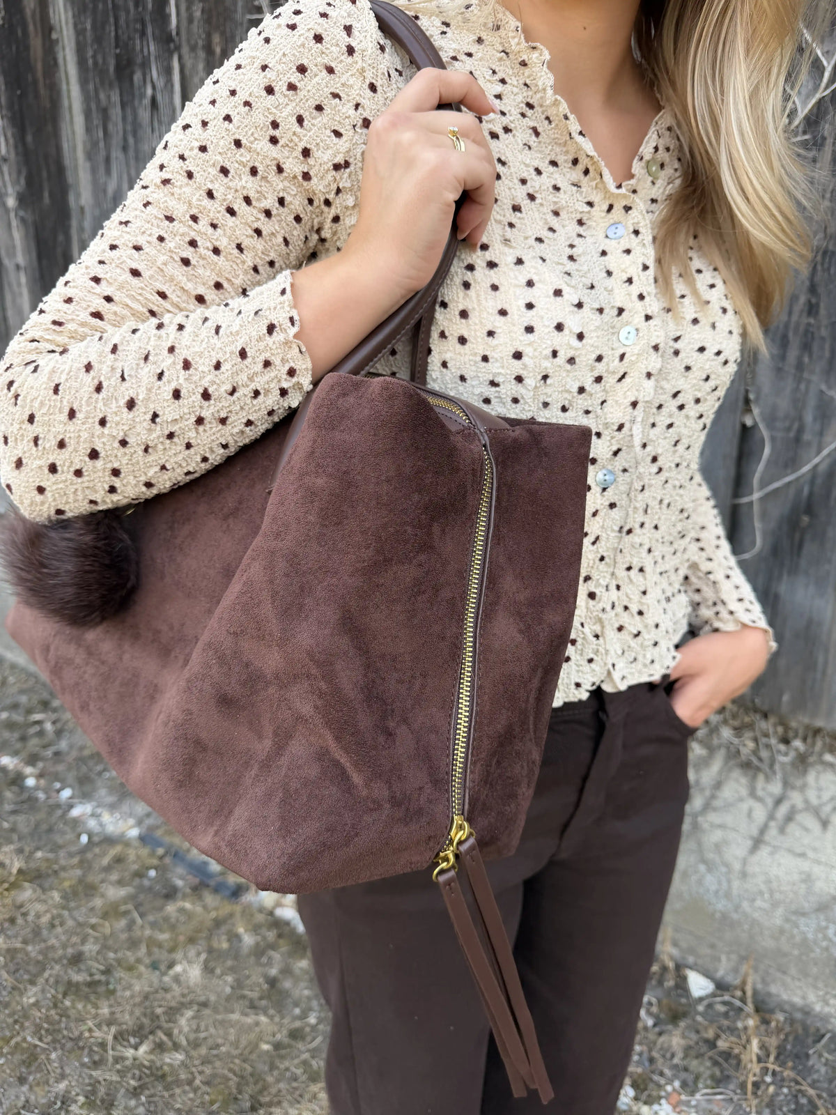 Tasche "Pom Bag" Schokobraun