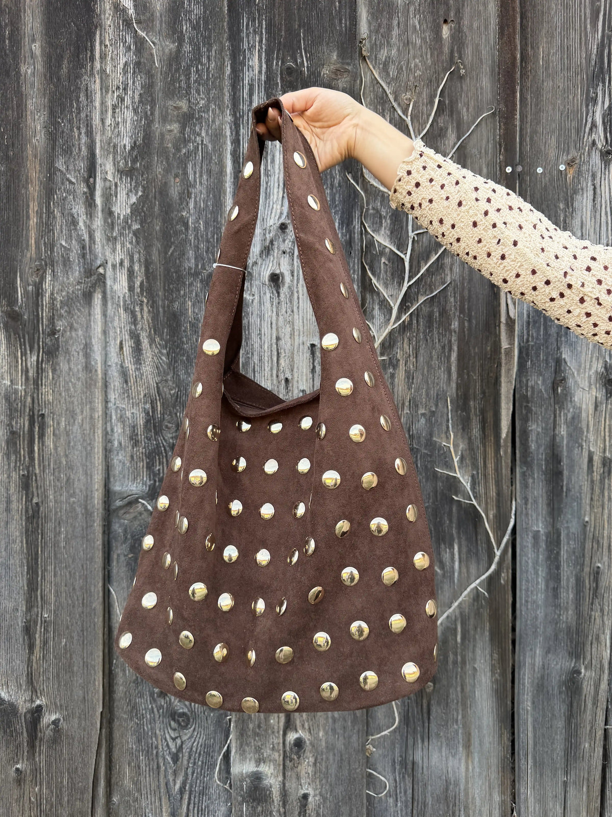 Tasche "Stud Hobo" Braun