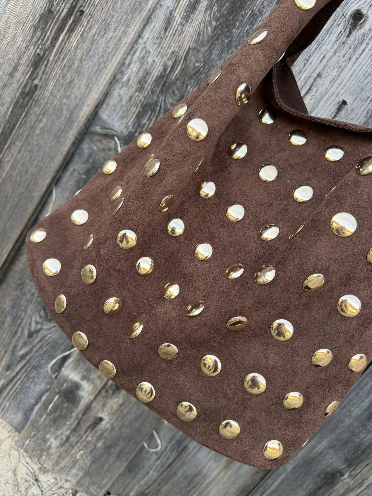 Tasche "Stud Hobo" Braun
