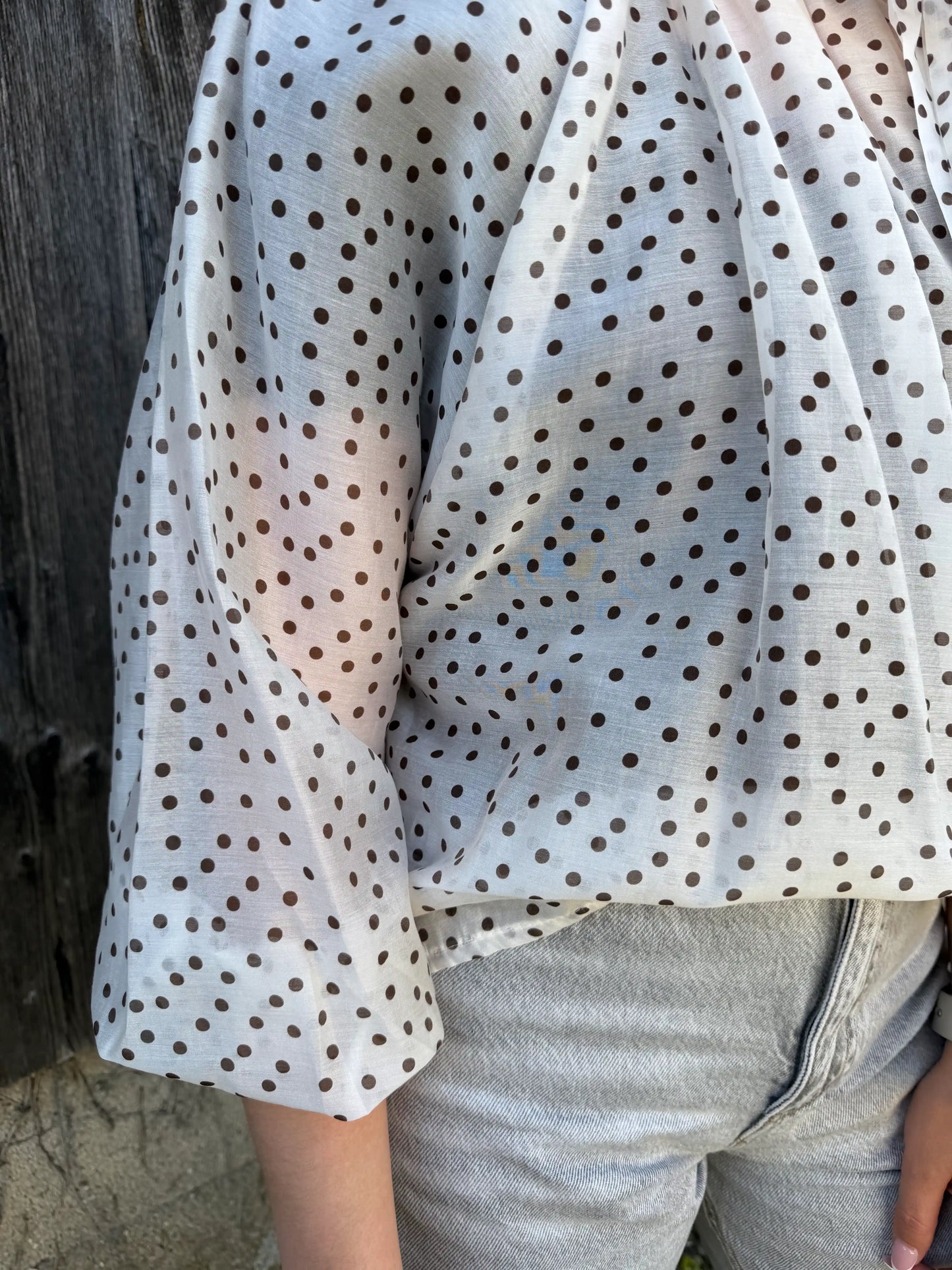 Bluse "Dot Bow" Offwhite