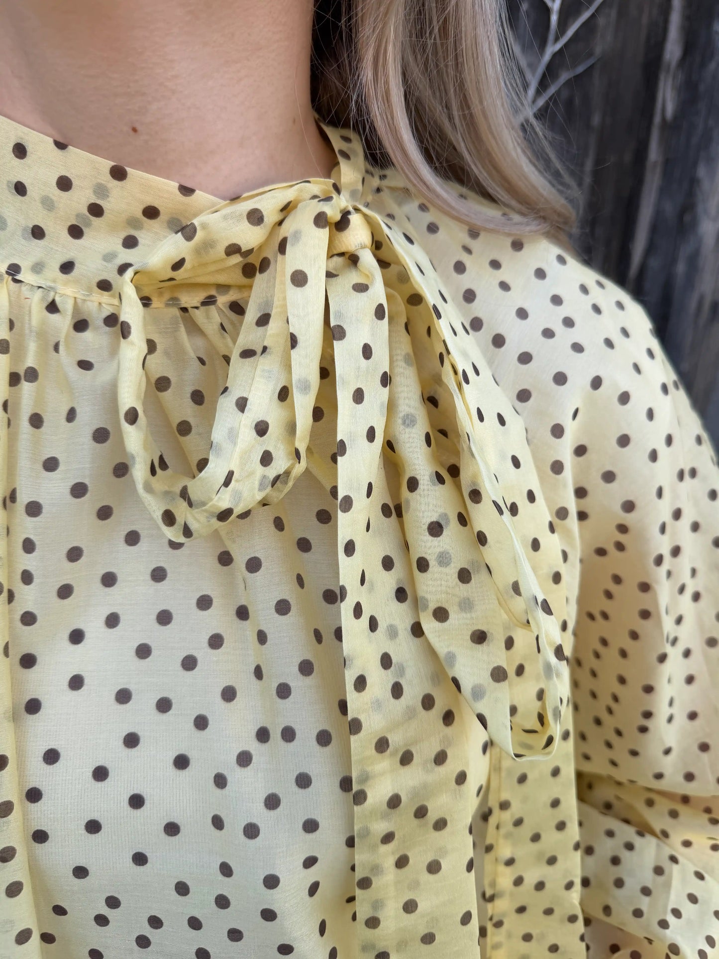 Bluse "Dot Bow" Gelb