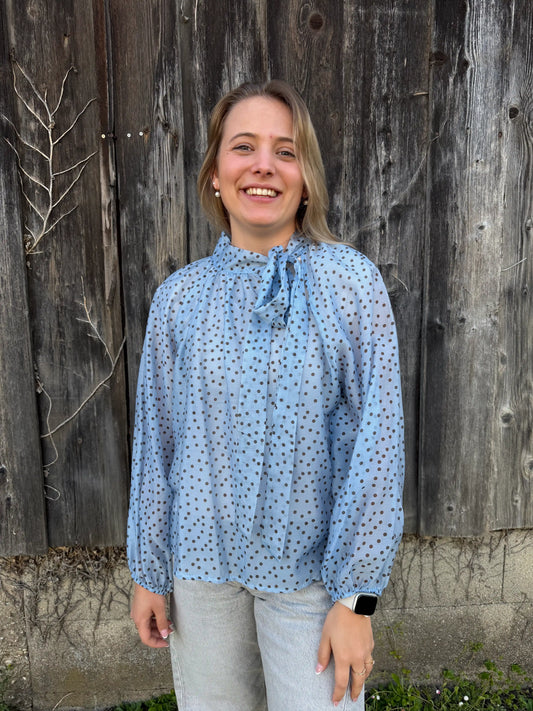 Bluse "Dot Bow" Blau