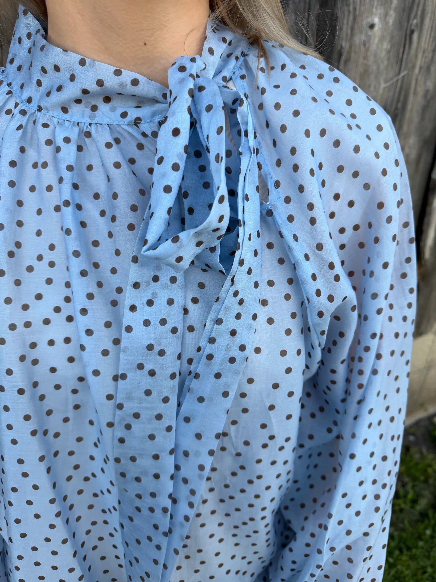 Bluse "Dot Bow" Blau