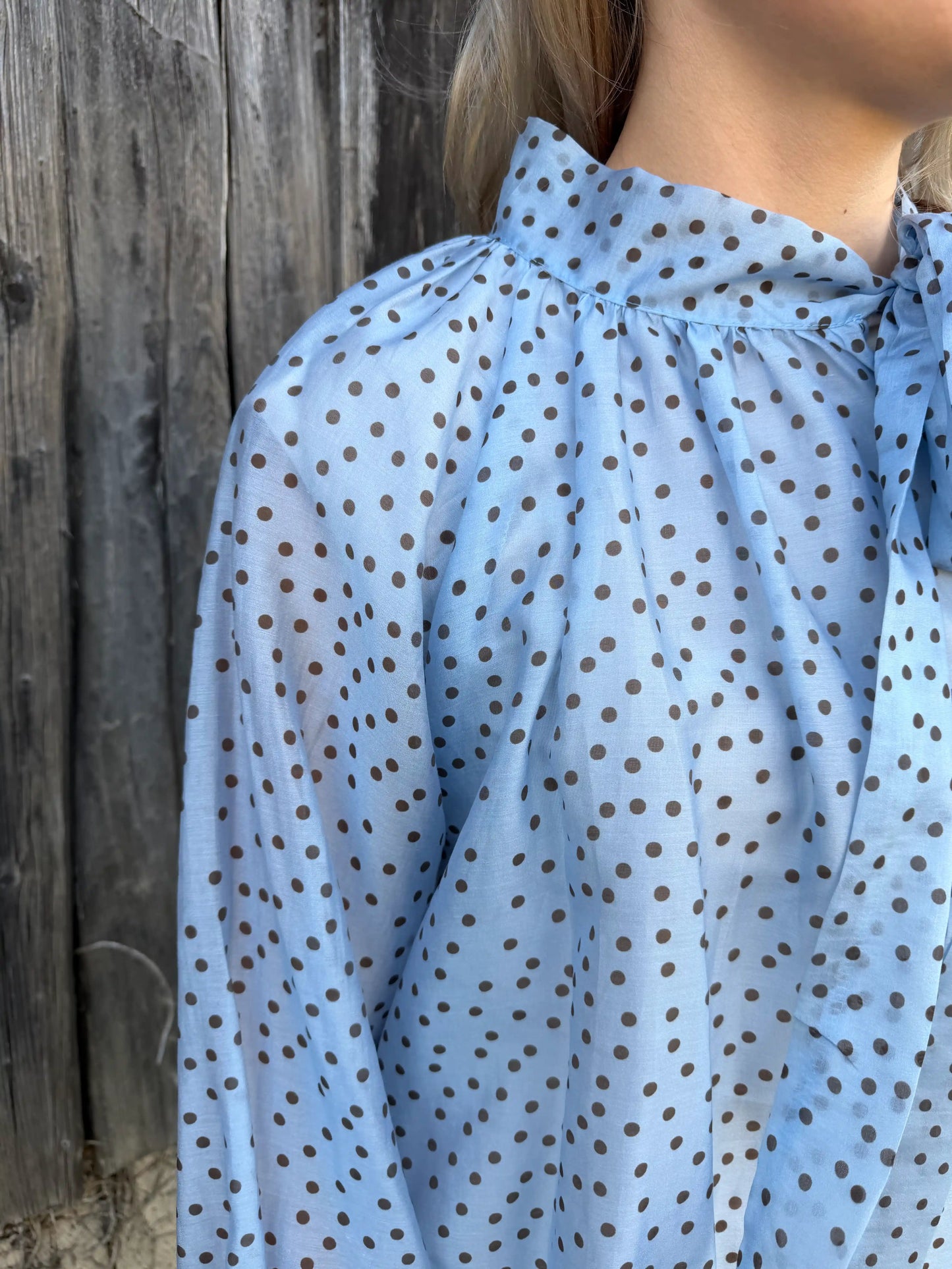Bluse "Dot Bow" Blau