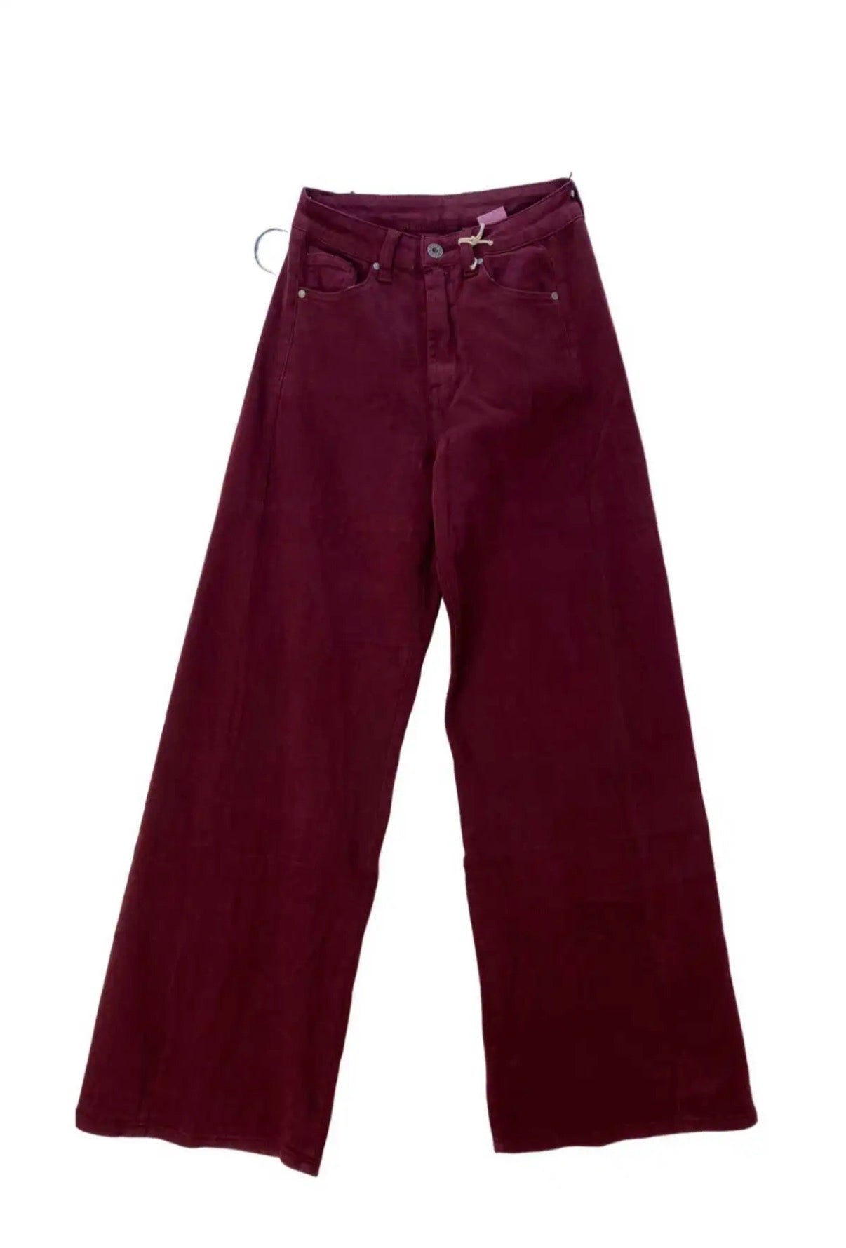 Wide-Leg-Jeans Weinrot