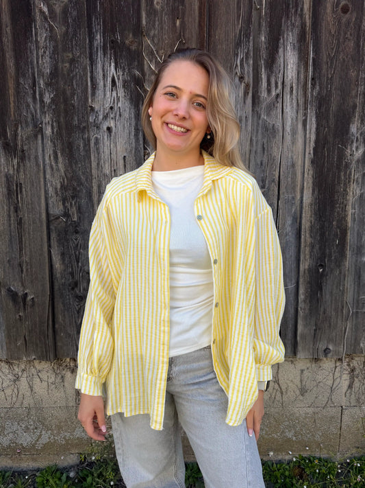 Musselinbluse "Stripe" Gelb