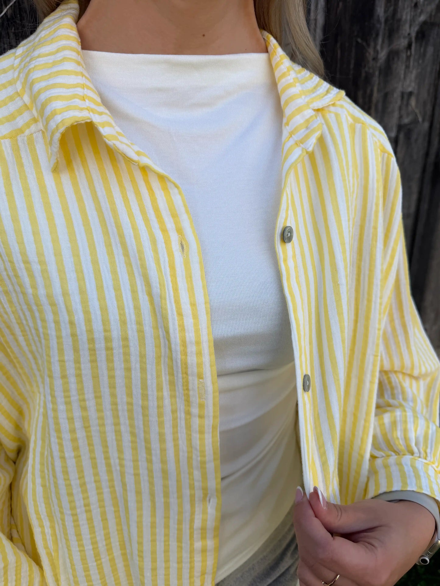 Musselinbluse "Stripe" Gelb
